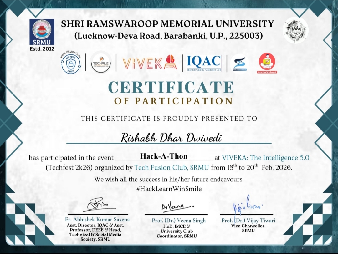 Rishabh Dhar Dwivedi Portfolio